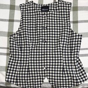 Madewell Black and White Plaid Vest
